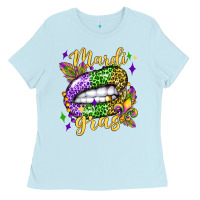 Baby Blue mardi gras with  lip olivia Ladies Tee - OliviaCreatesArt
