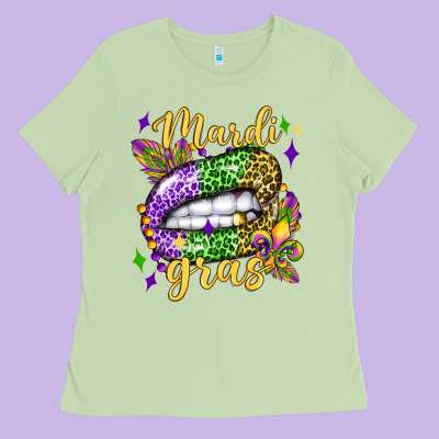 Mardi Gras With  Lip Olivia Ladies Tee Designed By Oliviacreatesart