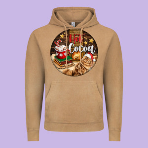 Hot Cocoa With Cat Vintage Hoodie Designed By Fadigitalartstudio