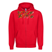 Red leopar and cowhide with mistletoe Zipper Hoodie - AdoDesignShop