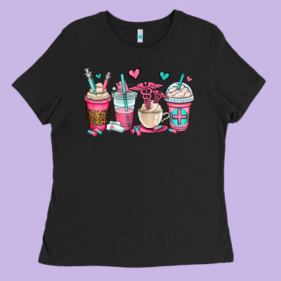 Nurse Coffee Cups Ladies Tee Designed By Oliviacreatesart