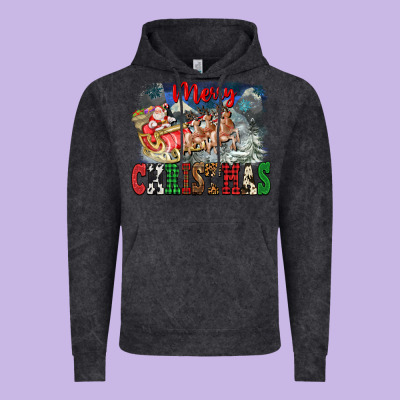 Merry Christmas Santa Sleigh Vintage Hoodie Designed By Fadigitalartstudio