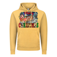 Vintage Mustard Merry Christmas Santa Sleigh Vintage Hoodie - FaDigitalArtStudio