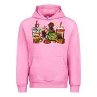 Fuchsia Pink Christmas coffee cups with Labrador Urban Hoodie - RanaPortraitStore