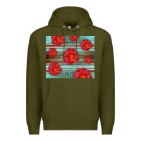 Army Green Western Roses Premium Hoodie - LillyAllenDesigns
