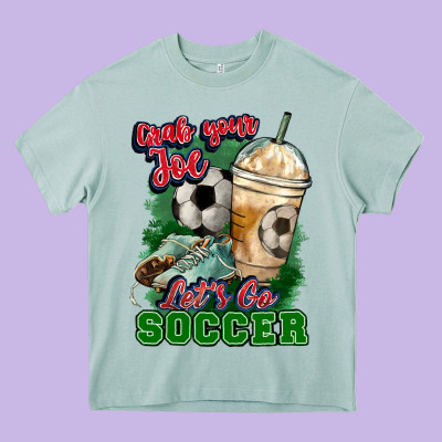 Grab Your Joe Let's Go Soccer Heavy Core Tee Designed By Howdyjamesfarm