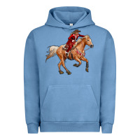 Pigment Pebble Blue Western Christmas Cowgirl On The Horse Urban Hoodie - RanaPortraitStore