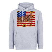 Heather Grey American flag leopard sunflower Heavyweight Hoodie - JahusDesignShop