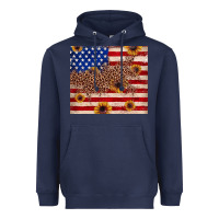 Navy American flag leopard sunflower Heavyweight Hoodie - JahusDesignShop