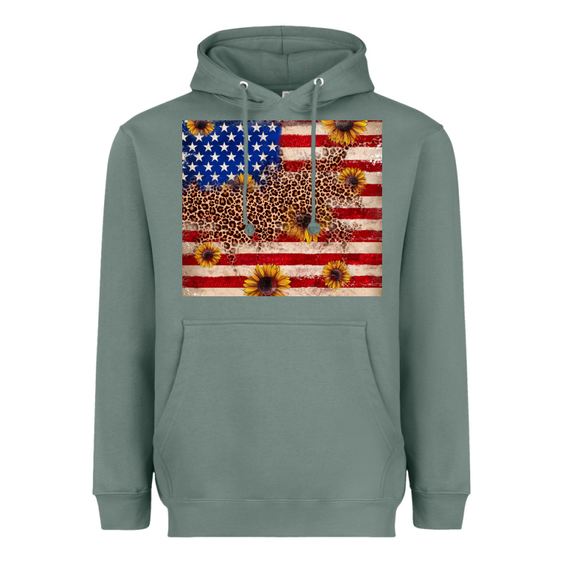 American Flag Leopard Sunflower Heavyweight Hoodie by JahusDesignShop | Teevron