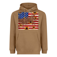 Toasted Coconut American flag leopard sunflower Heavyweight Hoodie - JahusDesignShop