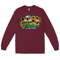 Burgundy Montana Map Sunflower Cactus Serape Long Sleeve Tee - RanaPortraitStore