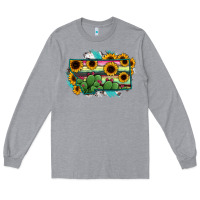 Heather Grey Montana Map Sunflower Cactus Serape Long Sleeve Tee - RanaPortraitStore