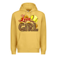 Antique Gold Love My Girl Softball Premium Hoodie - LillyAllenDesigns