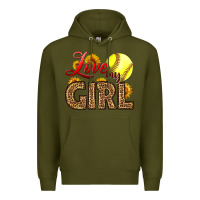 Army Green Love My Girl Softball Premium Hoodie - LillyAllenDesigns