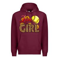 Burgundy Love My Girl Softball Premium Hoodie - LillyAllenDesigns