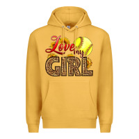 Mustard Love My Girl Softball Premium Hoodie - LillyAllenDesigns