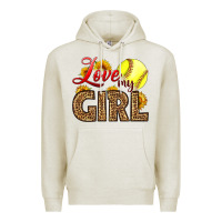 Oatmeal Heather Love My Girl Softball Premium Hoodie - LillyAllenDesigns