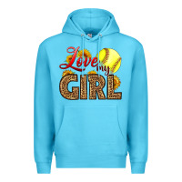 Ocean Blue Love My Girl Softball Premium Hoodie - LillyAllenDesigns