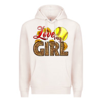 Pale Pink Love My Girl Softball Premium Hoodie - LillyAllenDesigns