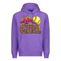 Purple Love My Girl Softball Premium Hoodie - LillyAllenDesigns
