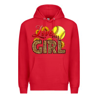 Red Love My Girl Softball Premium Hoodie - LillyAllenDesigns