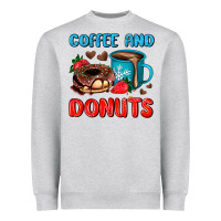 Heather Grey coffee and donuts Heavyweight Sweatshirt - AdoDesignShop