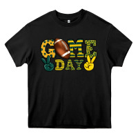 Black Game day yellow and green team color Heavy Core Tee - HowdyJamesFarm