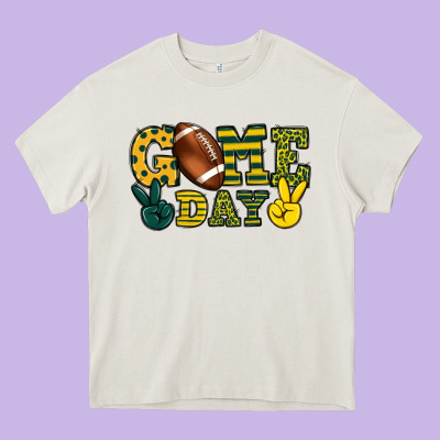 Game Day Yellow And Green Team Color Heavy Core Tee Designed By Howdyjamesfarm