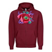 Burgundy love balloons and pink valentines telephone Zipper Hoodie - AdoDesignShop