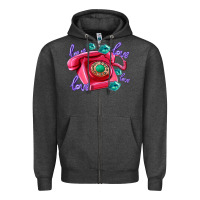Charcoal Heather love balloons and pink valentines telephone Zipper Hoodie - AdoDesignShop