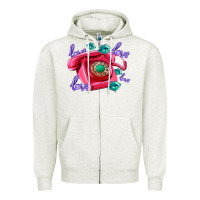 Oatmeal Heather love balloons and pink valentines telephone Zipper Hoodie - AdoDesignShop