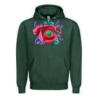 Sports Green love balloons and pink valentines telephone Zipper Hoodie - AdoDesignShop