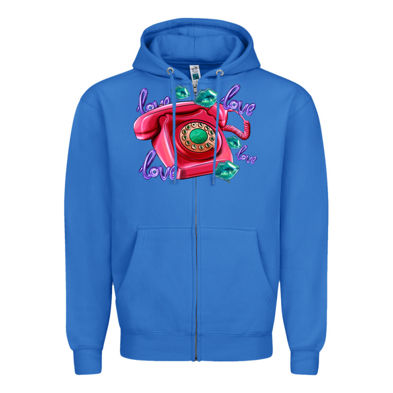 Love Balloons And Pink Valentines Telephone Zipper Hoodie by AdoDesignShop | Teevron