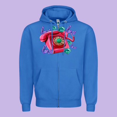 Love Balloons And Pink Valentines Telephone Zipper Hoodie Designed By Adodesignshop