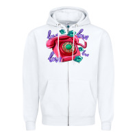 White love balloons and pink valentines telephone Zipper Hoodie - AdoDesignShop