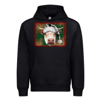 Black Merry Christmas Hereford Cow With Background Urban Hoodie - RanaPortraitStore