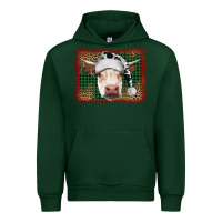 Forest Green Merry Christmas Hereford Cow With Background Urban Hoodie - RanaPortraitStore