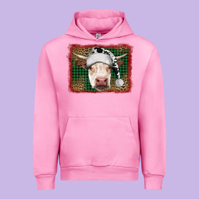 Merry Christmas Hereford Cow With Background Urban Hoodie Designed By Ranaportraitstore