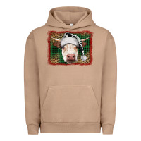 Pigment Burro Merry Christmas Hereford Cow With Background Urban Hoodie - RanaPortraitStore