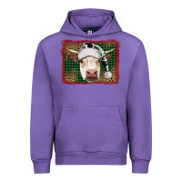 Tulip Merry Christmas Hereford Cow With Background Urban Hoodie - RanaPortraitStore