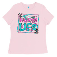 Bubblegum Pink nurse life olivia  (1) Ladies Tee - OliviaCreatesArt