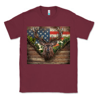 Burgundy usa deer hunting Classic Tee - CowGirlArtShop