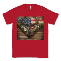 Red usa deer hunting Classic Tee - CowGirlArtShop
