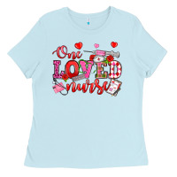 Baby Blue one loved nurse valentine's day Ladies Tee - OliviaCreatesArt