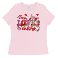 Bubblegum Pink one loved nurse valentine's day Ladies Tee - OliviaCreatesArt