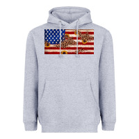 Heather Grey American flag leopard sunflower Heavyweight Hoodie - JahusDesignShop
