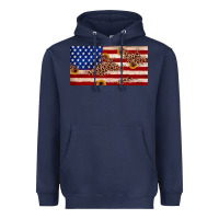 Navy American flag leopard sunflower Heavyweight Hoodie - JahusDesignShop