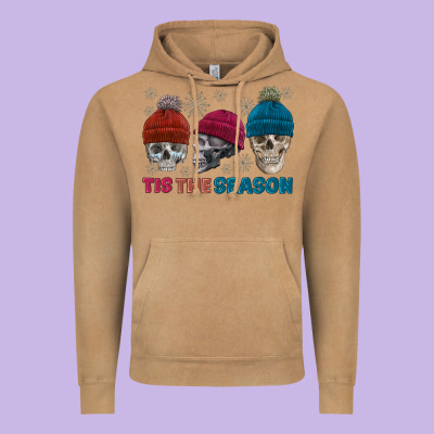 Tis The Season Skull Winter Vintage Hoodie Designed By Fadigitalartstudio