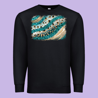 Turquoise Glitter Background Premium Sweatshirt Designed By Jahusdesignshop